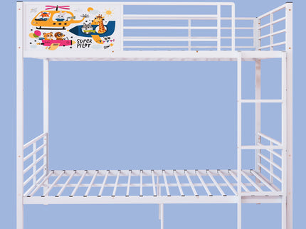 Bunk Bed, Convertible To 2 Separate Twin Size Beds With Full Length Guardrail & Ladder, No Box Spring Needed - White