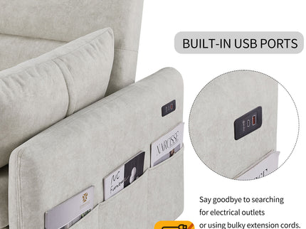 Pull Out Sleep Sofa Bed Loveseats Sofa Couch With Adjsutable Backrest, Storage Pockets, 2 Soft Pillows, USB Ports For Living Room, Bedroom, Apartment, Office