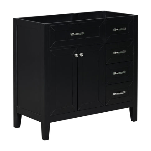 Modern Bathroom Vanity Base Only, 2 Doors And 3 Drawers