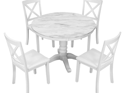 5 Pieces Dining Table And Chairs Set For 4 Persons, Kitchen Room Solid Wood Table With 4 Chairs