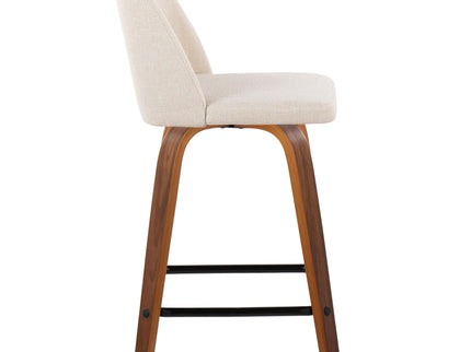 Toriano - Mid Century Modern Fixed Height Counter Stool With Swivel & Square Footrest (Set of 2)