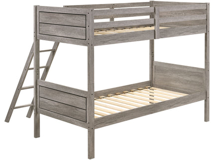 Brenton - Twin Over Twin Bunk Bed With Ladder - Taupe