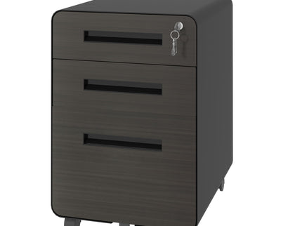 3-Drawer Mobile File Cabinet With Lock, On Casters, Holds A4/Letter Files