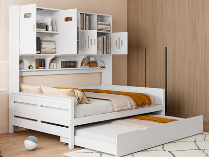 Daybed With All-In-One Cabinet And Shelf