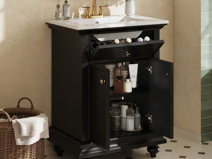 Modern Bathroom Vanity With Tip-Out Drawer And Soft-Close Hinges