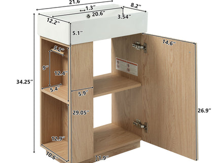 Bathroom Vanity With Sink, Freestanding Wood Grain Cabinet With Storage