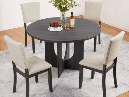 Round Dining Set With 4 Upholstered Dining Chairs