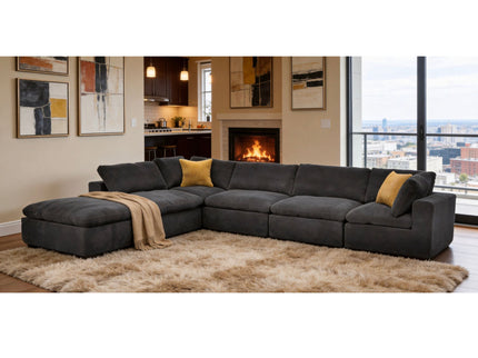 Custom Configuration Modular Sectional With Toss Pillows