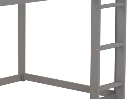 Low Bunk Bed With House Shaped Frame And Ladder