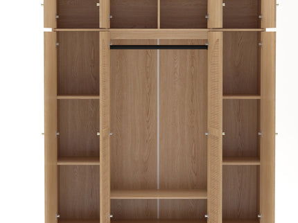 8 Door Armoire Wardrobe With Adjustable Shelves And Hanging Rod