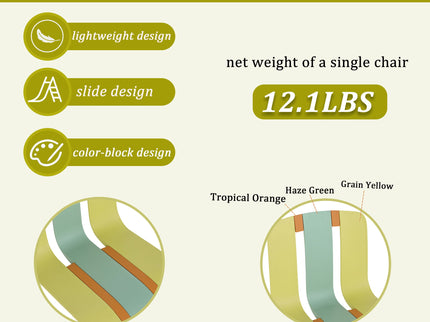 4 Piece Set Of Modern Striped Color- Blocking Single Chairs With Long Table