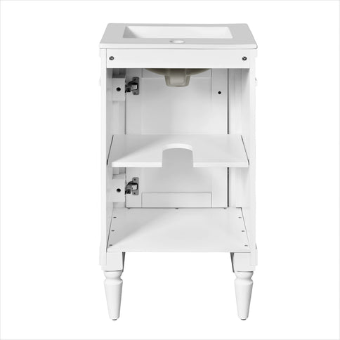 Bathroom Vanity With Sink, Storage Cabinet With Door, Drop In Sink, Compact Freestanding Design