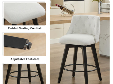 Swivel Bar Stools & Button Tufted Back (Set of 2)