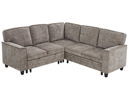 L-Shaped Sofa With Pull Out Sofa Bed With USB