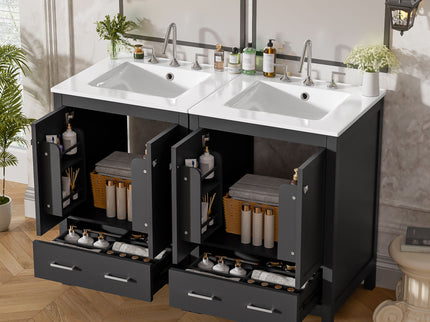 Bathroom Vanity With Integrated Undermount Ceramic Sink, 2 Doors And 1 Drawer, Soft Close Hinges