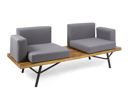 2 Piece Patio Set With Loveseat And Coffee Table - Natural / Dark Gray