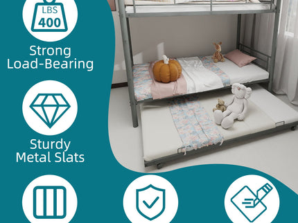 Bunk Bed For Kids, Convertible Frame With Ladders & Guardrail