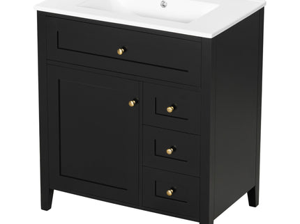 Bathroom Vanity With Sink, 3 Drawers And Adjustable Shelf