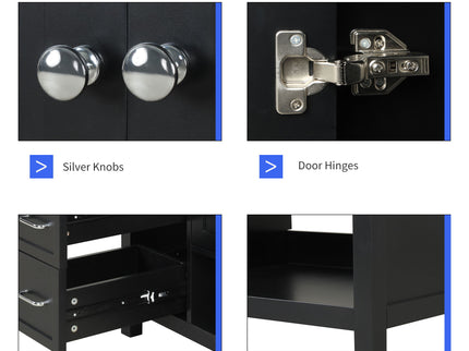 Bathroom Vanity With Sink Top, Bathroom Vanity Cabinet With 2 Doors And 2 Drawers, Open Shelf