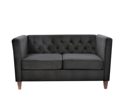 Button Tufted Loveseat, 2 Seater With Square Arm Couch For Living Room