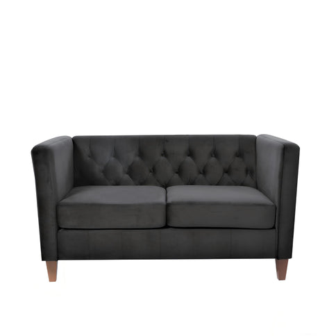 Button Tufted Loveseat, 2 Seater With Square Arm Couch For Living Room