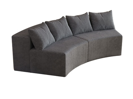 Curved Sectional Sofa With 4 Pillows, Modular Semi Circular Design
