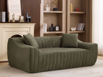 Oversized 2 Seater Loveseat With 2 Decor Throw Pillows, Deep Seat Sofa For Living Rooms