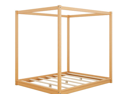 Wood Canopy Platform Bed With Support Legs And Airflow Slats