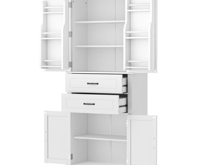 Multi Functional Storage Cabinet With Adjustable Shelves, 2 Drawers, Door Shelves