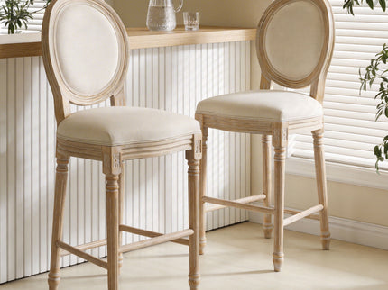 French Country Bar Chairs & Round Back (Set of 2)