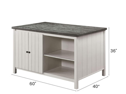 Counter Height Dining Table With Storage Cabinet Base - Dark Gray / Off White / Off White / Gray