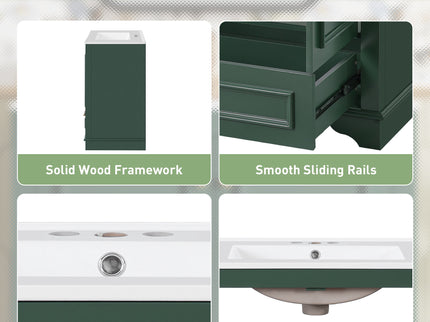 Bathroom Vanity With Sink, Cabinet & 2 Soft Closing Doors & Adjustable Shelf