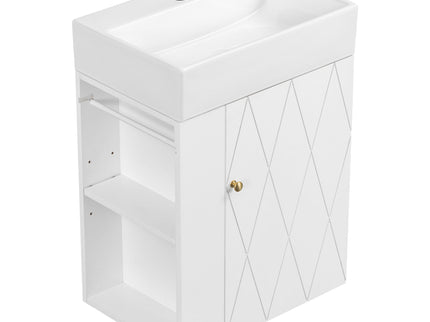 Modern Bathroom Vanity With Sink, Diamond Pattern Doors