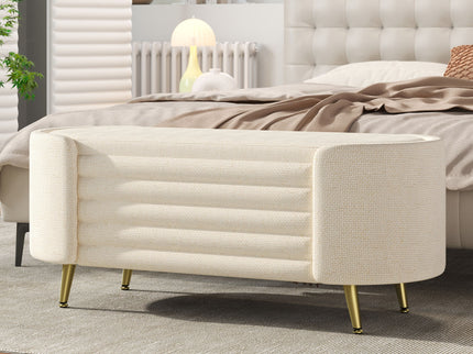 Modern Oval Storage Ottoman With Upholstery