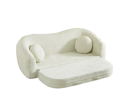Curved Convertible Sofa, 2 In 1 Frameless Folding Sofa Bed With Pull Out Base And Deep Seat