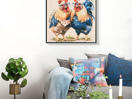 Rooster, Chicken Pictures Wall Decor For Home Decor - Yellow / Red