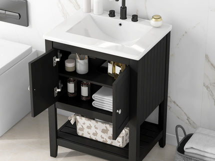 Modern Bathroom Vanity With Sink And Open Shelf