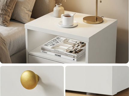 Nightstand With Door & Shelf, 2 Drawer Side Table