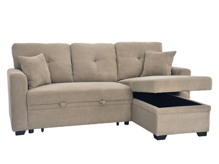 Sleeper Sectional With Pull Out Bed, Reversible Chaise