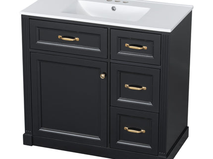 Modern Bathroom Vanity With Sink, 4 Drawers, Soft-Close Door, Adjustable Shelf
