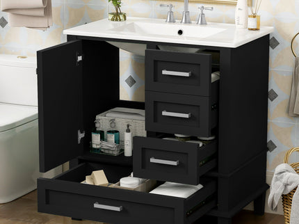Bathroom Vanity, Modern Bathroom Cabinet With Sink Combo Set, Bathroom Storage Cabinet With A Soft Closing Door And 3 Drawers, Solid Wood Frame