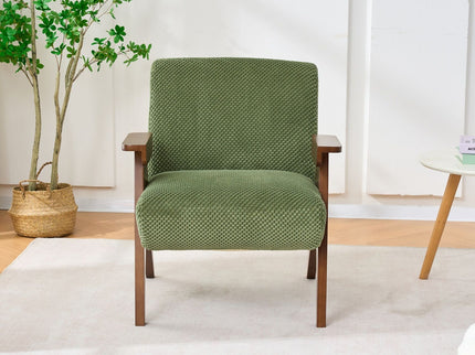 V-Shaped Armrest Accent Chair - Brown / Green