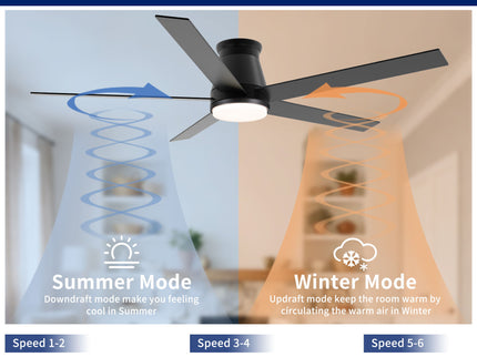 Flush Mount Ceiling Fan With Light