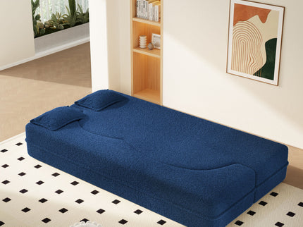 Modern Floor Sleeper Sofa Bed With 2 Pillows, Convertible Twin Size Folding Mattress For Living Room