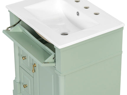 Freestanding Bathroom Vanity With Sink, Adjustable Shelf & Flip Drawer
