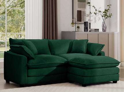 Modern Modular Cushion Sofa With Ottoman, Low Back, Deep Seating Sofa Set