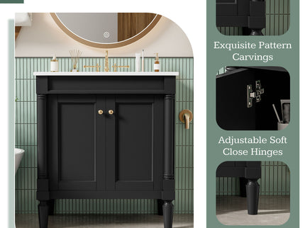 Bathroom Vanity Cabinet With Sink, Soft Close Doors, Storage Cabinet