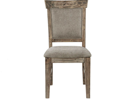 Dining Side Chair Set With Cushioned Back And Seat (Set of 2) - Weathered Gray / Natural
