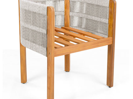 Outdoor Dining Chairs & Rope Handles (Set of 2) - Beige / Teak