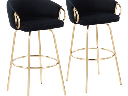 Claire - Contemporary / Glam Fixed Height Bar Stool (Set of 2) Round Footrest (Set of 2)